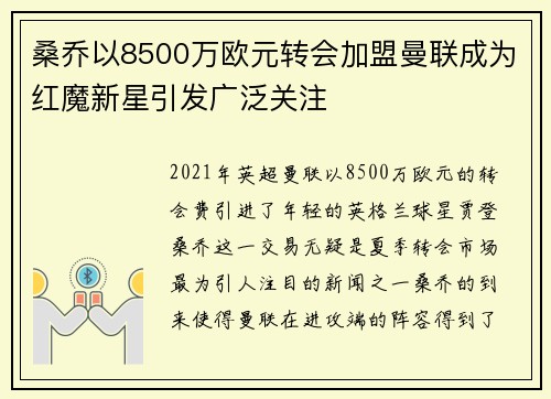 桑乔以8500万欧元转会加盟曼联成为红魔新星引发广泛关注